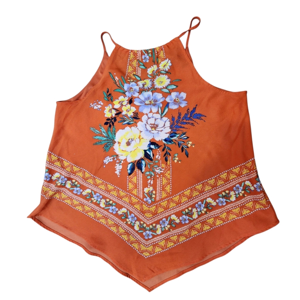 BCX Orange Floral Asymmetrical Camisole Top Size:‎ M
